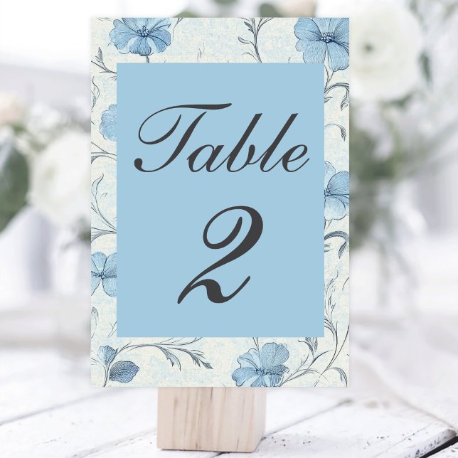 Tarjeta De Mesa Elegante Floral Dusty Blue Country Garden Wedding (Subido por el creador)