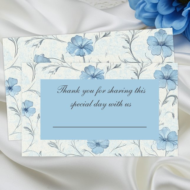 Tarjeta De Mesa Elegante Floral Dusty Blue Country Garden Wedding (Subido por el creador)