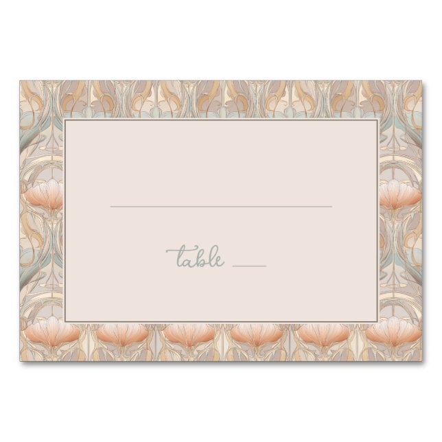 Tarjeta De Mesa Elegante Floral en Pastel (Anverso)