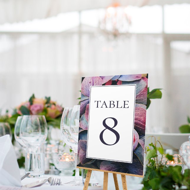 Tarjeta De Mesa Elegante Floral Gold Purple Hydrangeas Boda (Subido por el creador)