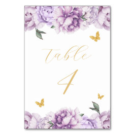Tarjeta De Mesa Elegante Floral Púrpura Quinceañera