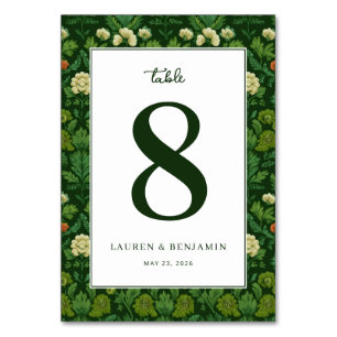 Tarjeta De Mesa Elegante Floral Verde