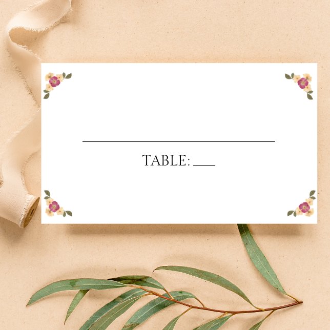 Tarjeta De Mesa Elegante Flores Silvestres Boho Boho Garden Weddin (Subido por el creador)