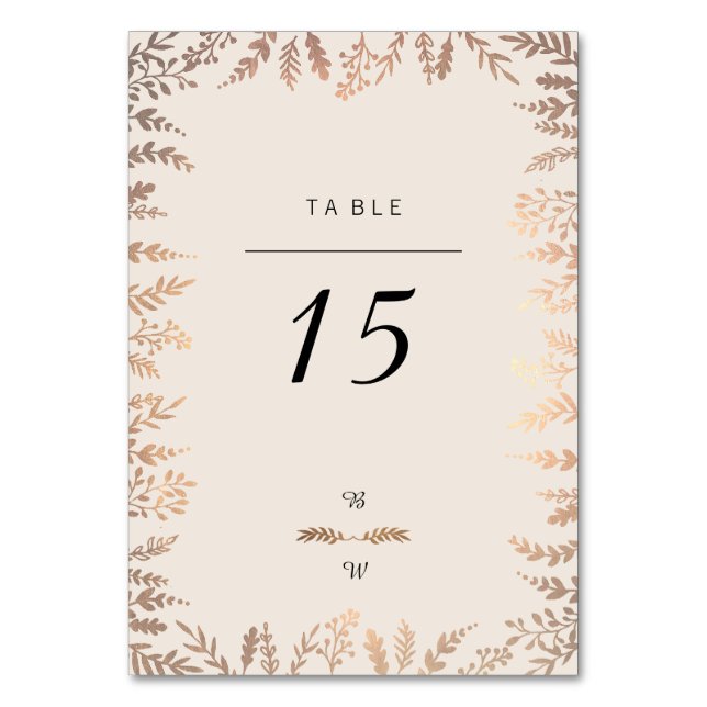 Tarjeta De Mesa Elegante Foliage Faux Gold (Anverso)