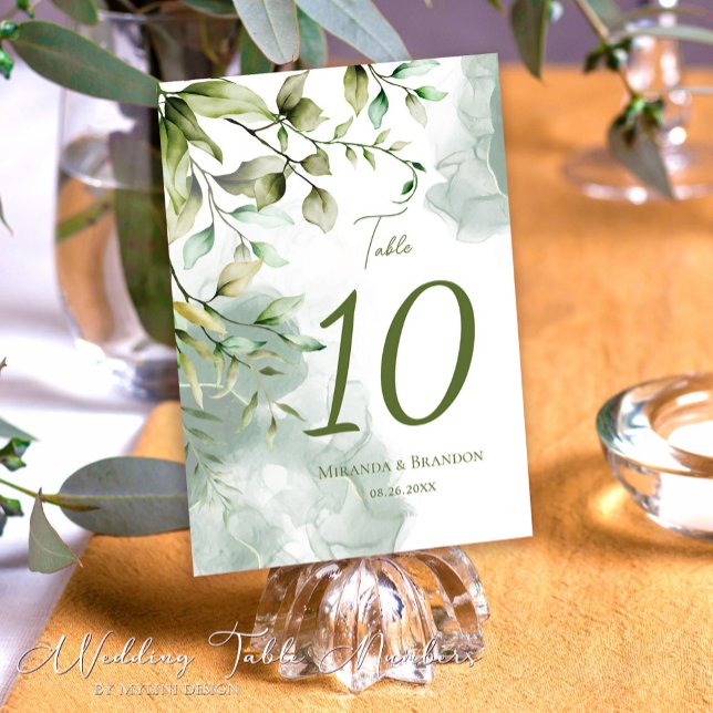 Tarjeta De Mesa Elegante follaje de eucalipto botánico de boda (Subido por el creador)
