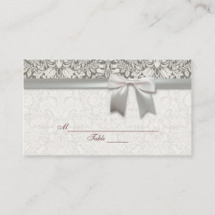 Tarjeta De Mesa elegante formal brocado de encaje damasco blanco