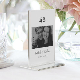 Tarjeta De Mesa Elegante foto con el nombre de una pareja manuscri