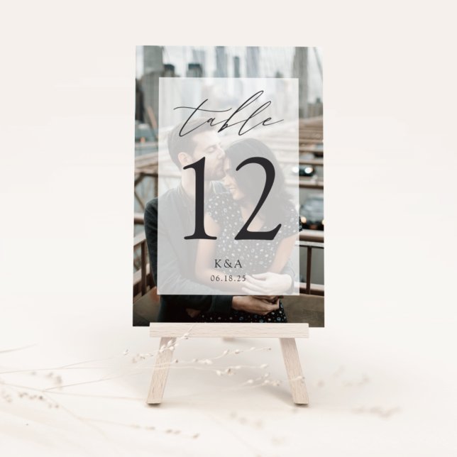 Tarjeta De Mesa Elegante foto inicial y fecha de boda (Subido por el creador)