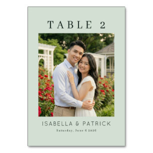 Tarjeta De Mesa Elegante Foto Verde Pastel Sereno