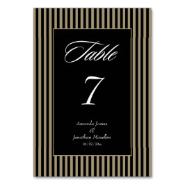 Tarjeta De Mesa Elegante franjas negro y verde