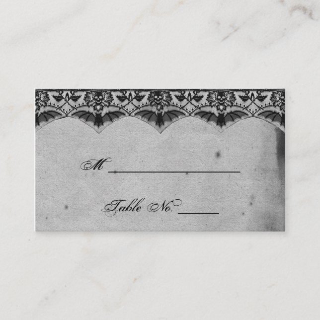 Tarjeta De Mesa Elegante Gótico Lace Posh Boda Place Cards (Anverso)