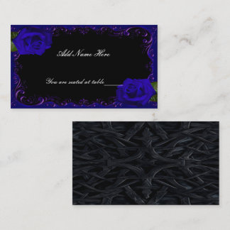 Tarjeta De Mesa Elegante Gótico Rosas azules Mesa Place Card