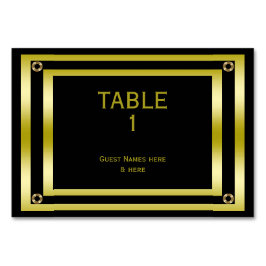 Tarjeta De Mesa Elegante Graduación en Negro y Oro
