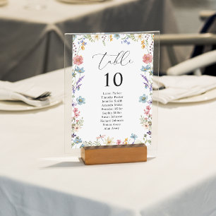 Tarjeta De Mesa Elegante gráfico de asientos de Boda con flor silv