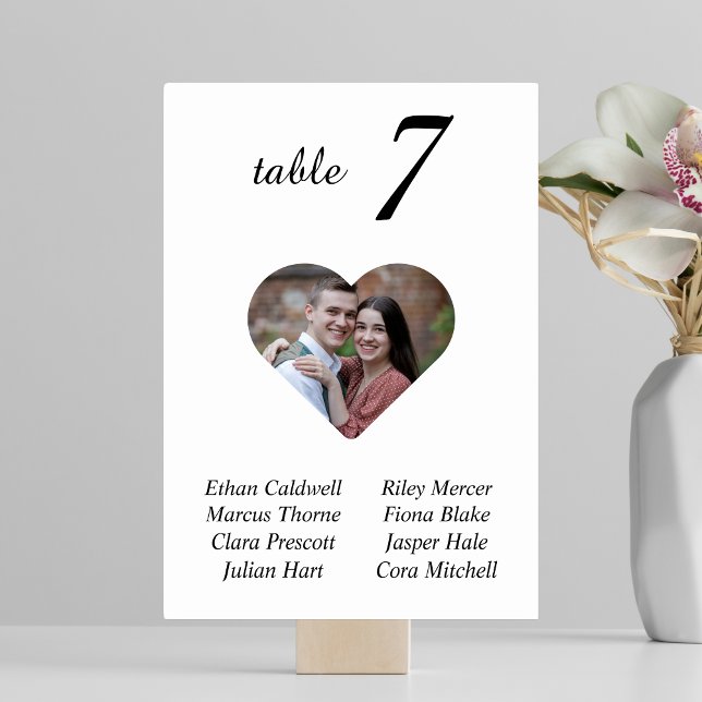 Tarjeta De Mesa Elegante gráfico único de Boda fotográfico blanco (Subido por el creador)
