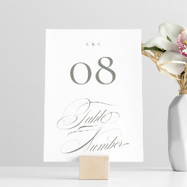 Tarjeta De Mesa Elegante gris formal sobre Boda de caligrafía blan