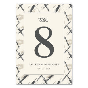 Tarjeta De Mesa Elegante Gris Número Ocho