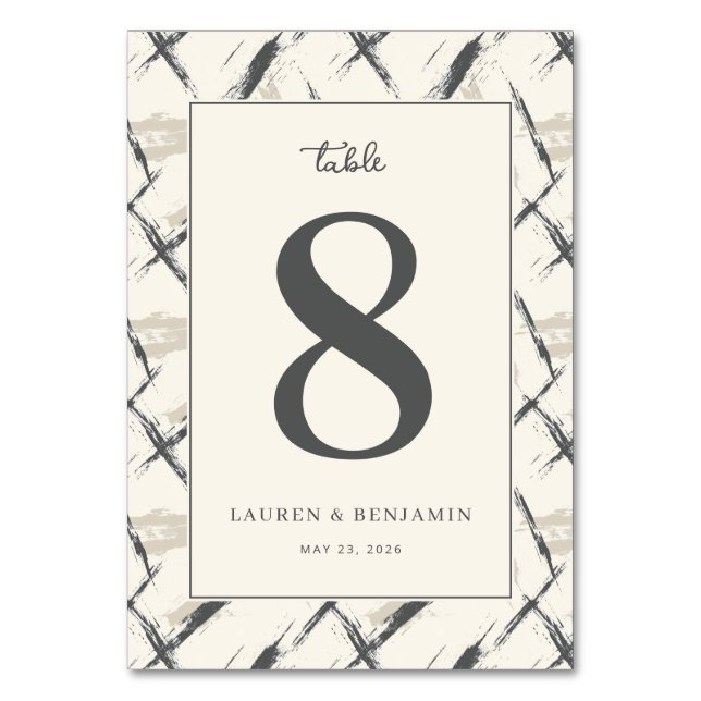 Tarjeta De Mesa Elegante Gris Número Ocho (Anverso)