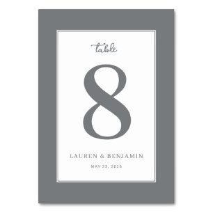 Tarjeta De Mesa Elegante Gris Número Ocho