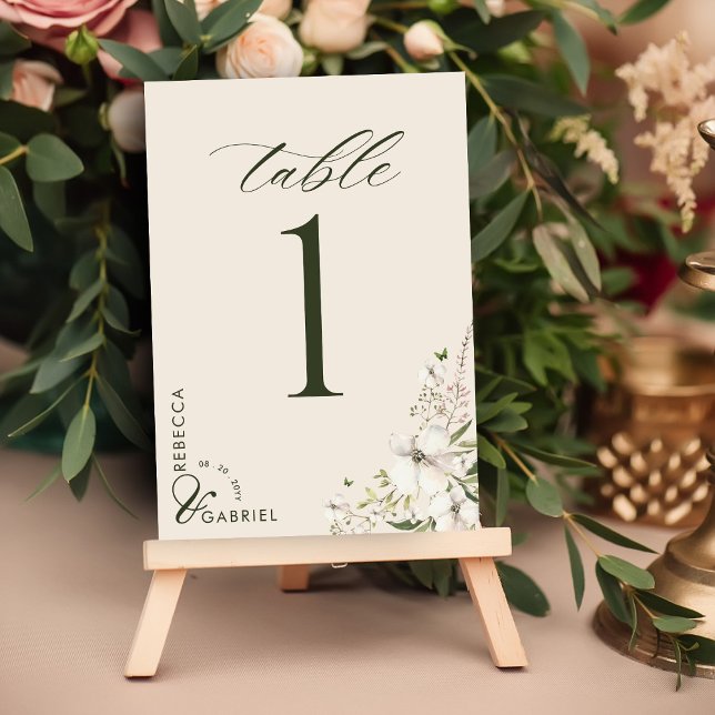 Tarjeta De Mesa Elegante guión acuarela Floral Boda foto (Subido por el creador)
