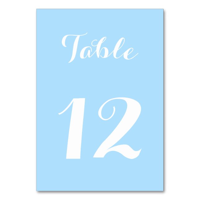 Tarjeta De Mesa Elegante guión azul blanco chic novia boda fiesta (Anverso)