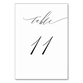 Tarjeta De Mesa Elegante Guión blanco negro moderno No 11 Boda