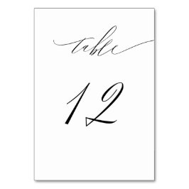 Tarjeta De Mesa Elegante Guión blanco negro moderno No 12 Boda