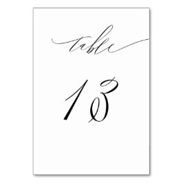 Tarjeta De Mesa Elegante Guión blanco negro moderno No 13 Boda