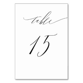 Tarjeta De Mesa Elegante Guión blanco negro moderno No 15 Boda