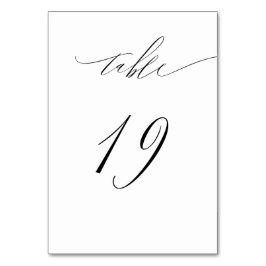 Tarjeta De Mesa Elegante Guión blanco negro moderno No 19 Boda