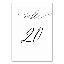 Tarjeta De Mesa Elegante Guión blanco negro moderno No 20 Boda