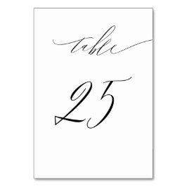 Tarjeta De Mesa Elegante Guión Blanco Negro Moderno No 25 Boda