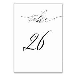 Tarjeta De Mesa Elegante Guión Blanco Negro Moderno No 26 Boda