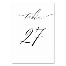 Tarjeta De Mesa Elegante Guión blanco negro moderno No 27 Boda