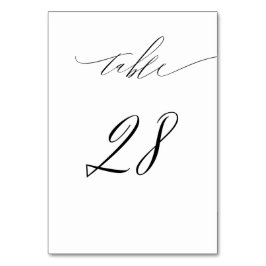 Tarjeta De Mesa Elegante Guión blanco negro moderno No 28 Boda