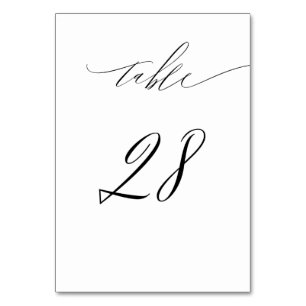 Tarjeta De Mesa Elegante Guión blanco negro moderno No 28 Boda