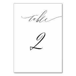 Tarjeta De Mesa Elegante Guión blanco negro moderno No 2 Boda