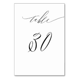 Tarjeta De Mesa Elegante Guión blanco negro moderno No 30 Boda