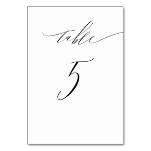 Tarjeta De Mesa Elegante Guión blanco negro moderno No 5 Boda
