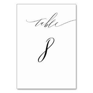 Tarjeta De Mesa Elegante Guión blanco negro moderno No 8 Boda