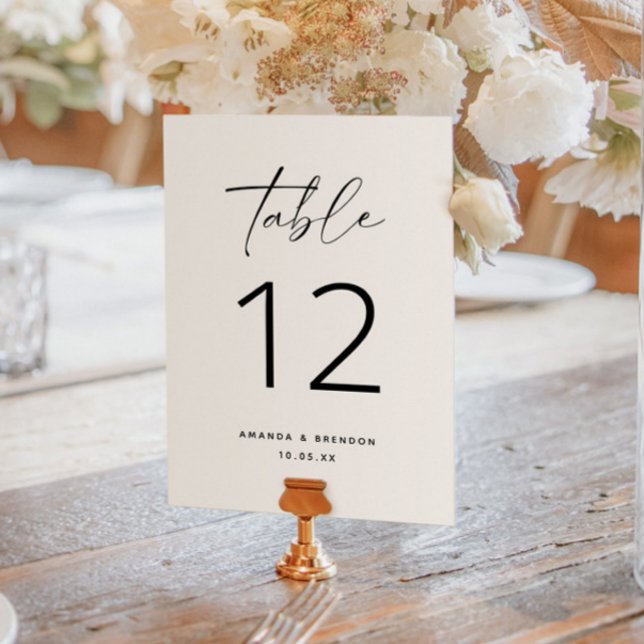 Tarjeta De Mesa Elegante guión blanco y negro (Subido por el creador)
