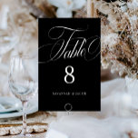 Tarjeta De Mesa Elegante guión Boda blanco y negro<br><div class="desc">El elegante índice de Boda negro y blanco incluye un guión grande y negrita y un estilo elegante.</div>