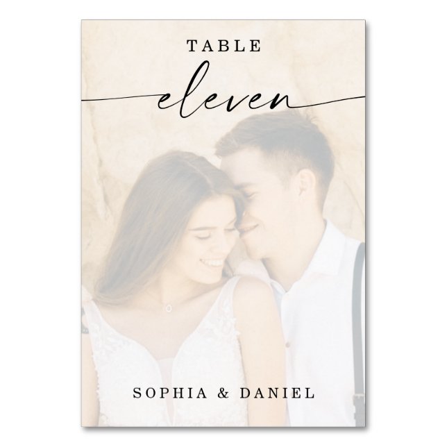 Tarjeta De Mesa Elegante guión Boda de foto número 11 (Anverso)