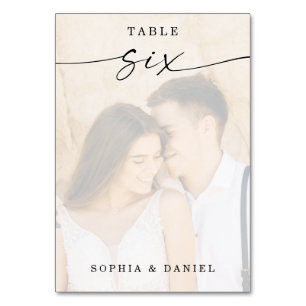 Tarjeta De Mesa Elegante guión Boda de fotos número seis