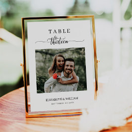 Tarjeta De Mesa Elegante guión Boda de fotos número trece