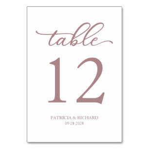 Tarjeta De Mesa Elegante guión boda de oro rosa