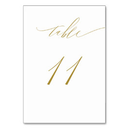 Tarjeta De Mesa Elegante guión de oro blanco minimalista 11 Boda