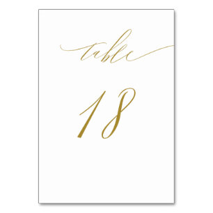 Tarjeta De Mesa Elegante guión de oro blanco minimalista 18 Boda
