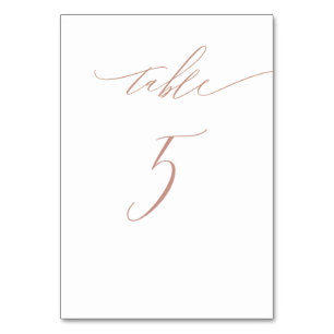 Tarjeta De Mesa Elegante Guión de Oro Rosa Blanco No 5 Boda