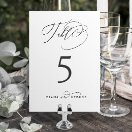 Tarjeta De Mesa Elegante guión de remolino simple boda